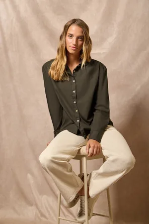 Polo Club® Chemise oose Fit Verte Avec ogo Block