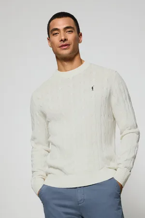 Polo Club® Pull Beige En aille Tressé À Col Ras Du Cou Et Broderie Rigby Go