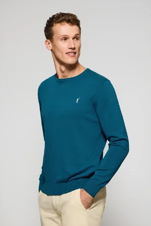Polo Club® Pull Bleu-Vert En aille À Col Ras Du Cou Et Broderie Rigby Go