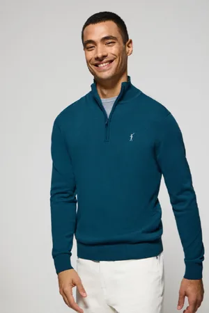 Polo Club® Pull En aille Bleu Vert Zippé Et ogo Rigby Go Brodé
