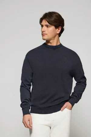 Polo Club® Pull Bleu arine Garment Dye À Col Ras Du Cou Et ogo Brodé