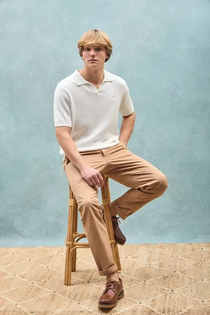 Polo Club® Pull Côtelé Beige Jay Avec onogramme Brodé
