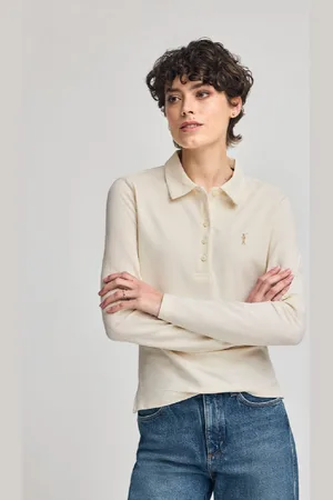 Polo Club® Polo Priyanka Couleur Écru À Cinq Boutons, Avec Broderie Rigby Go