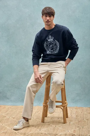 Polo Club® Sweat Saddie Bleu arine Avec otif Nautique Brodé