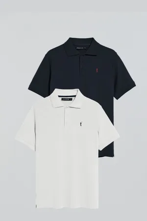 Polo Club® Ot De Deux Polos À Trois Boutons Bleu arine Et Blanc Avec ogo Rigby Go