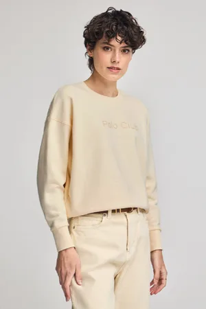 Polo Club® Sweat Écru Avec ogo Caoutchouté Sur e Devant