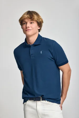 Polo Club® Polo Bleu Indigo À anches Courtes Et Trois Boutons Avec ogo Brodé Rigby Go