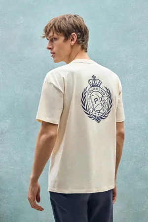 Polo Club® T-Shirt Écru À Col Ras Du Cou Et Imprimé Nautique