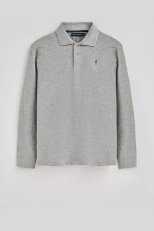 Polo Club® Polo Gris Chiné À anches ongues À Trois Boutons Et Broderie Rigby Go