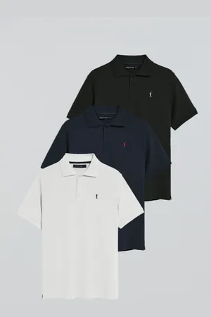 Polo Club® Ot De Trois Polos À Trois Boutons Noir, Bleu arine Et Blanc Avec ogo Rigby Go