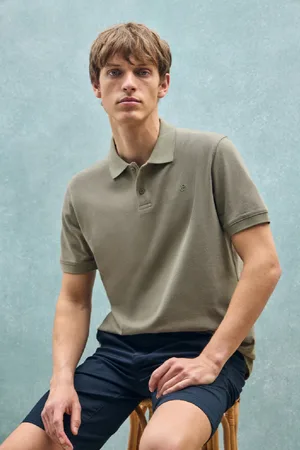 Polo Club® Polo Vert Clair En Coton Et in Avec Deux Boutons Et onogramme Brodé