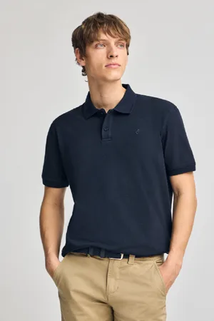Polo Club® Polo Bleu arine En Coton Et in Avec Deux Boutons Et onogramme Brodé