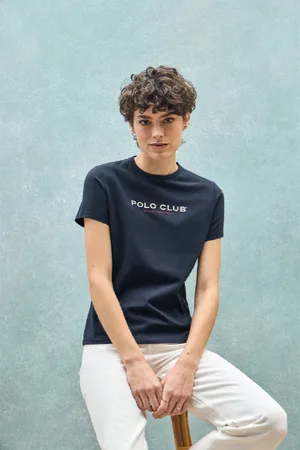 Polo Club® T-Shirt Basique Bleu arine À ogo Caoutchouté