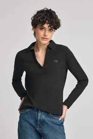 Polo Club® Polo Pia Noir Sans Boutons Avec ogo Caoutchouté