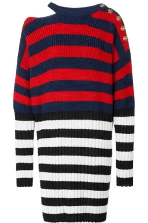 Balmain Robe à rayures en maille