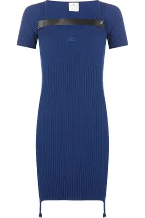 Courrèges Robe midi en maille côtelé