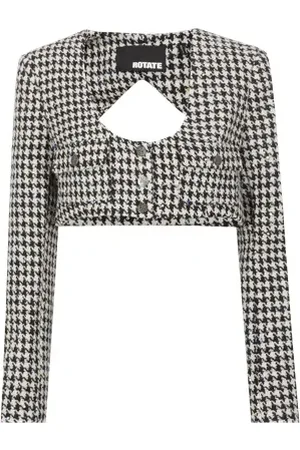 ROTATE Veste pied de poule et sequins en laine vierge mélangée