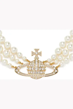 Vivienne Westwood Collier Three Row Pearl Bas Relief