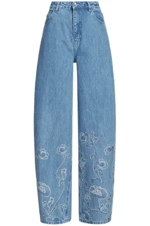 ROTATE Jean Rhinestone Wide Leg