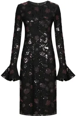 ROTATE Robe midi en dentelle et paillette
