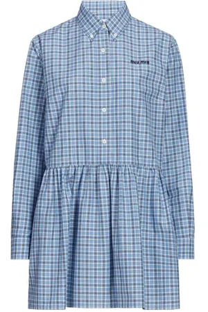 Miu Miu Robe chemise à motifs à carreaux
