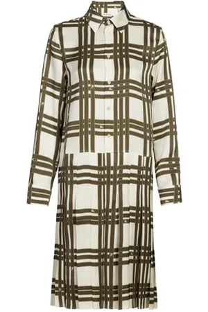 Burberry Robe midi à carreaux en soie