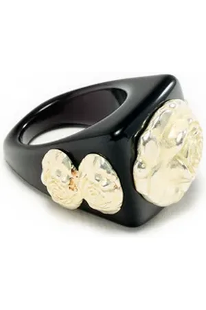 La Manso Bague Black on Silver Roseton