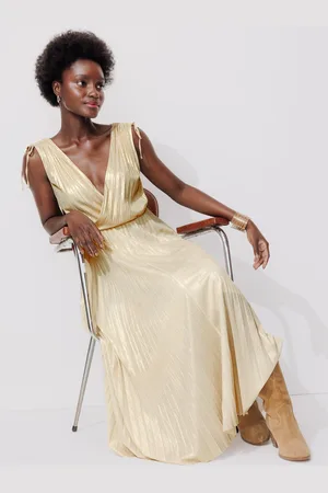 Promod Robe midi lamée plissée Femme - Vêtements - MODE Femme