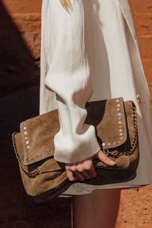 Promod Sac en cuir suédé clouté - Vêtements - MODE Femme