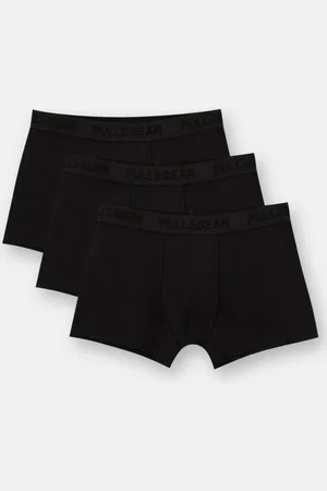 Pull&Bear Lot 3 Boxers Noirs Avec Écusson Gris