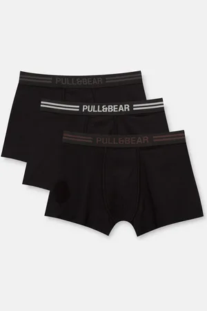 Pull&Bear Lot 3 Boxers Noirs À Rayures À La Taille