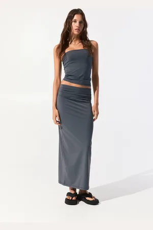 Pull&Bear Jupe Midi En Polyamide Froncée