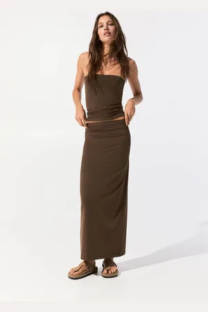 Pull&Bear Jupe Midi En Polyamide Froncée