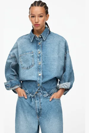 Pull&Bear Chemise Denim Dos Cropped