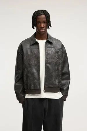 Pull&Bear Veste Boxy Similicuir Broderie Stwd