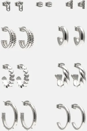 Pull&Bear Lot Boucles D’oreilles Anneaux Et Cœurs