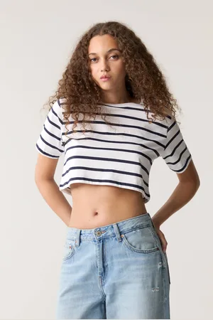 Pull&Bear T-Shirt Cropped Boxy Rayures