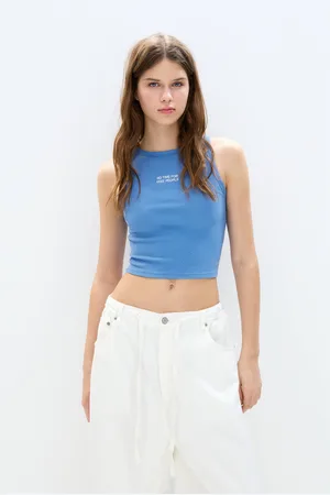 Pull&Bear Débardeur Bleu Avec Inscription