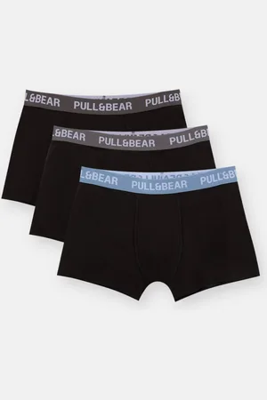 Pull&Bear Lot 3 Boxers Noirs À Taille Bleue