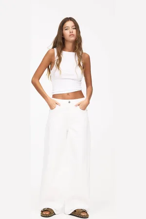 Pull&Bear Jean Baggy Blanc Mid Rise