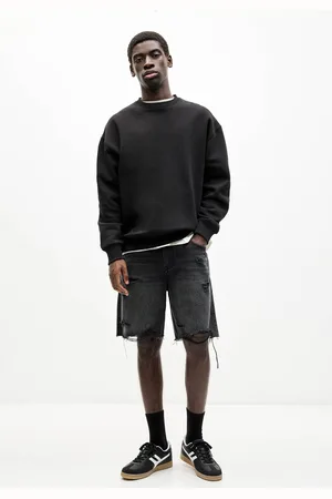 Pull&Bear Bermuda En Jean Droit Déchiré