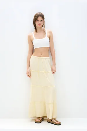 Pull&Bear Jupe Midi Color Block Volants