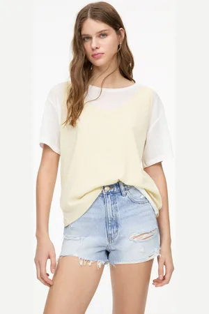 Pull&Bear Short En Jean Ourlet Effiloché