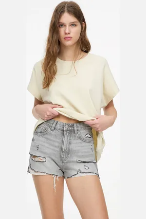 Pull&Bear Short En Jean Ourlet Effiloché
