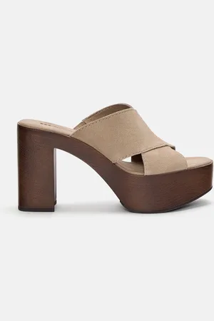 Pull&Bear Sandales Talon Plateforme Cuir