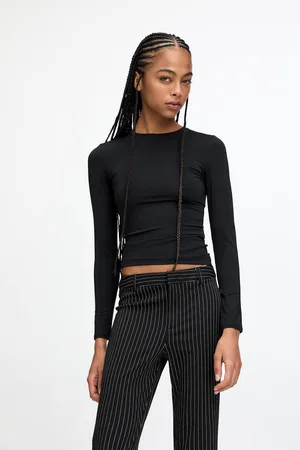 Pull&Bear T-Shirt En Polyamide À Manches Longues