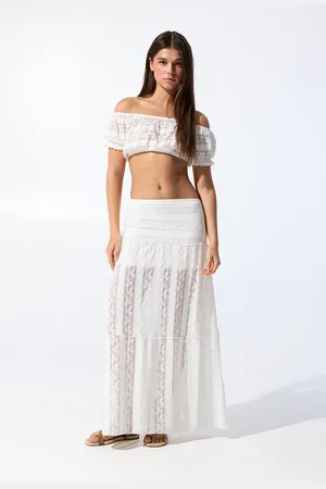 Pull&Bear Jupe Midi Color Block En Dentelle