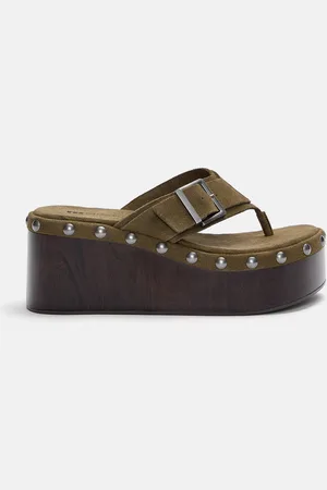Pull&Bear Sandales Compensées Rivets Cuir