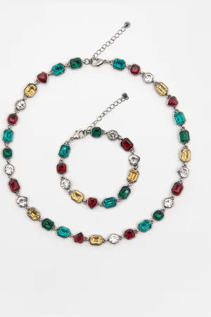 Pull&Bear Lot Pendentif Et Bracelet Pierres