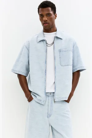 Pull&Bear Chemise Denim Jacquard À Manches Courtes